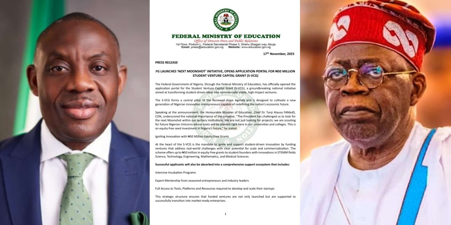 FGLaunches ₦50 Million Student Venture Capital Fund