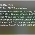 DSTV's message to customer regarding the loss of CNN, Discovery Channel and other channels