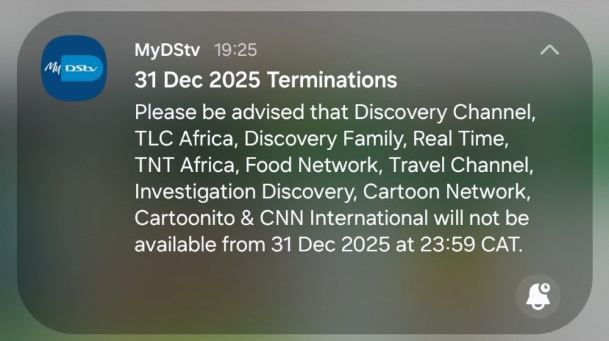 DSTV's message to customer regarding the loss of CNN, Discovery Channel and other channels