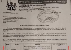 Fayose's "evidence" confirming ₦50bn disbursement to Oyo State Government