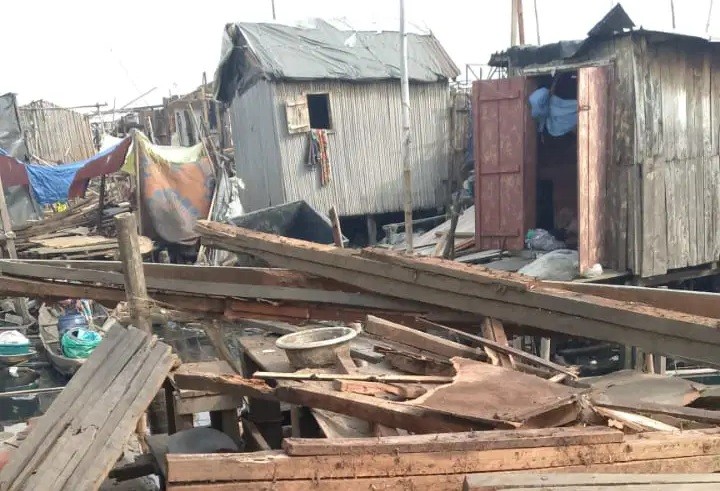 The demolition scene in Makoko, Lagos (Photo: Elizabeth Osayande/Vanguard)