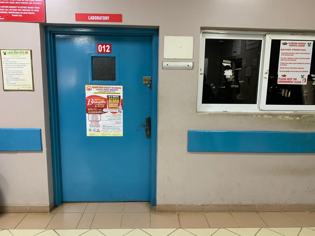 A closed laboratory at Alimosho General Hospital