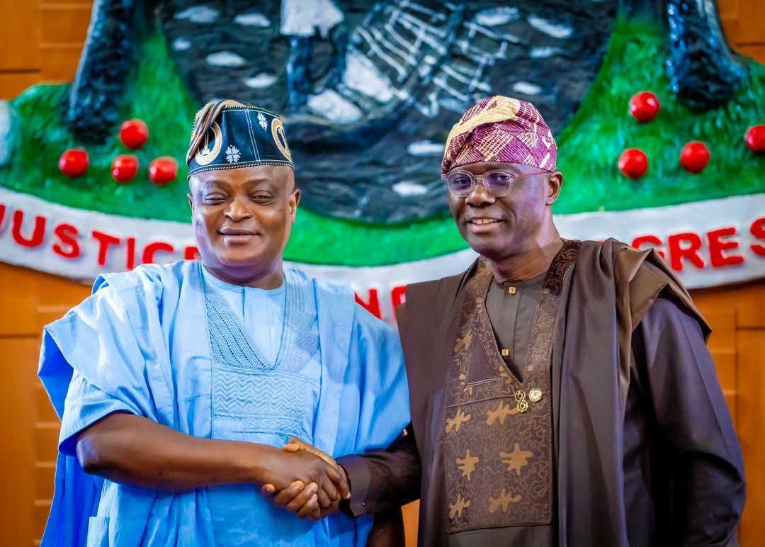 Lagos State House of Assembly Speaker, Mudashiru Obasa and Governor Babajide Sanwo-Olu during the 2026 budget presentation to the Assembly