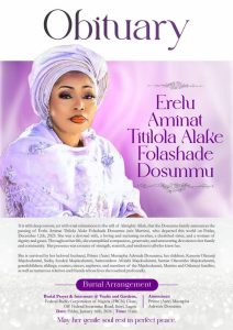 Burial arrangement for Erelu Aminat Titilola Alake Folashade Dosunmu