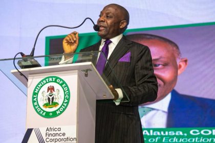 Minister of Education, Dr. Tunji Alausa, at the launch of the University Advancement Initiative