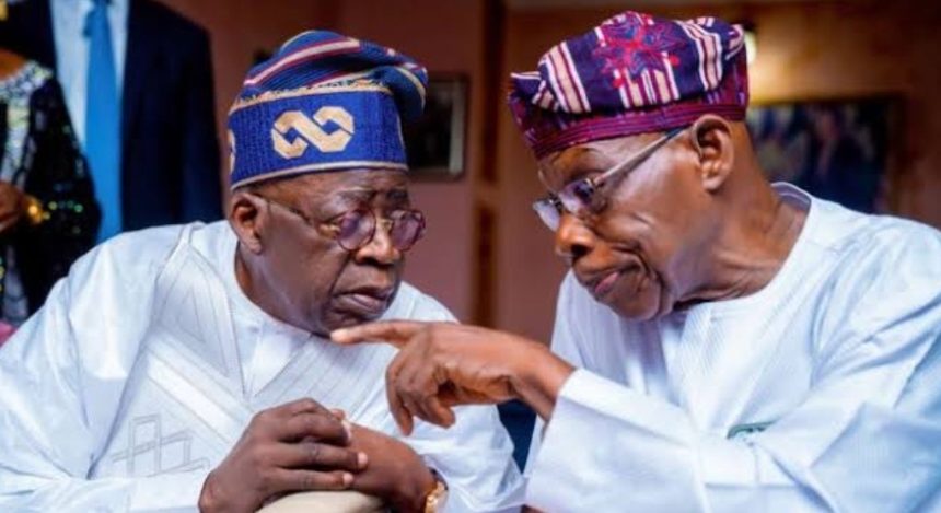 President Bola Tinubu and former President Olusegun Obasanjo (Credit: Presidency)