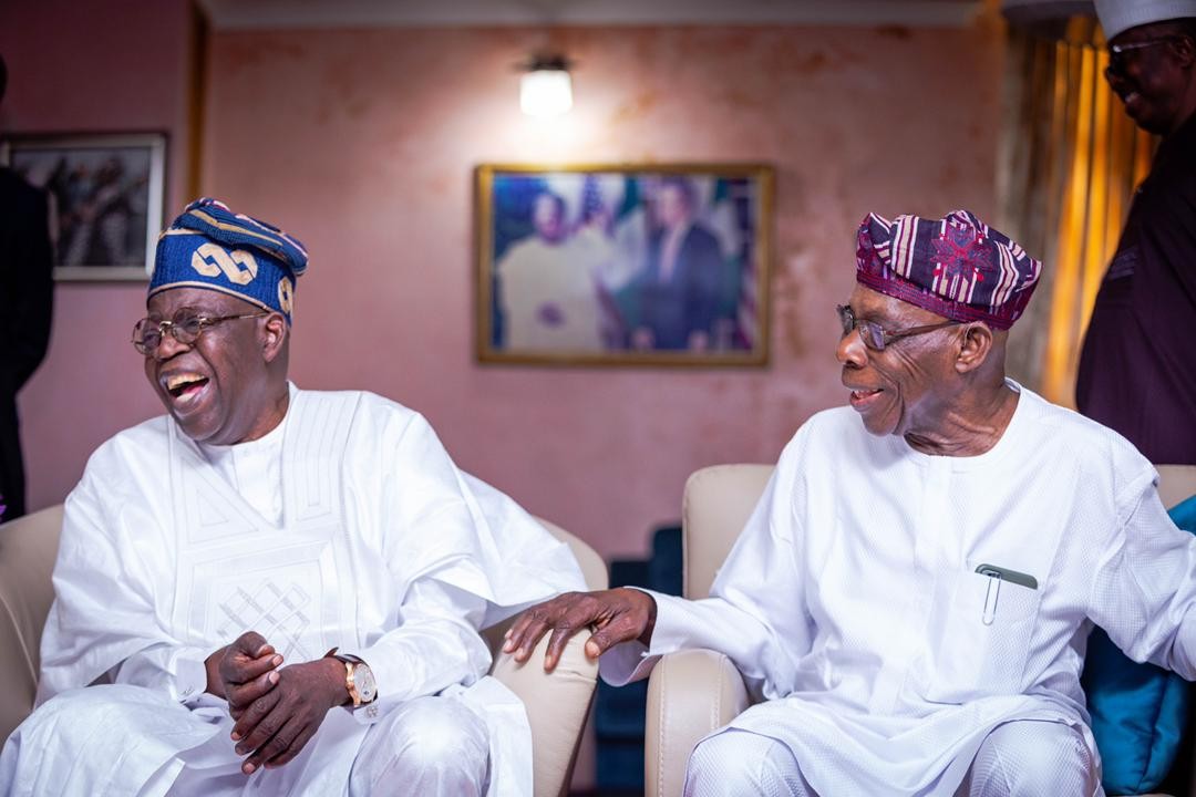 President Bola Tinubu and former President Olusegun Obasanjo (Credit: Presidency)