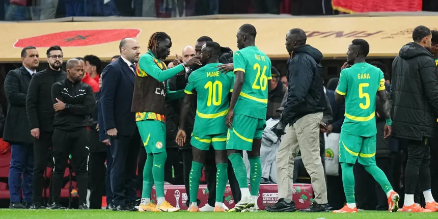 Senegal players staging a walkout in the AFCON 2025 final against Morocco on Sunday