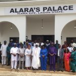 Oba Olukayode Olufolarin Ogunsanwo (Telade IV), the Alara of Ilara, with members of the LASU management, traditional rulers, and others during a courtesy visit in honour of his appointment as LASU Chancellor
