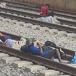 People sleeping on tracks of the Lagos-Ibadan rail at the Agege station in Lagos (Photo: Remi Sonaiya)