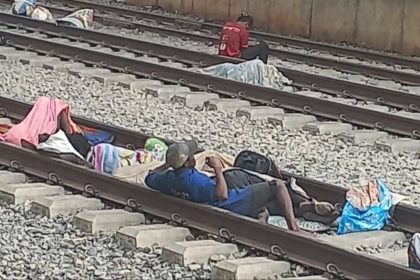 People sleeping on tracks of the Lagos-Ibadan rail at the Agege station in Lagos (Photo: Remi Sonaiya)