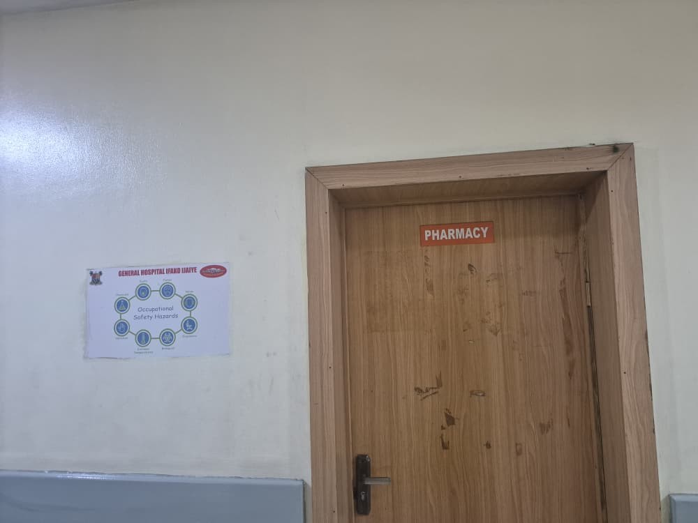 Closed pharmacy at Ifako Ijaiye General Hospital