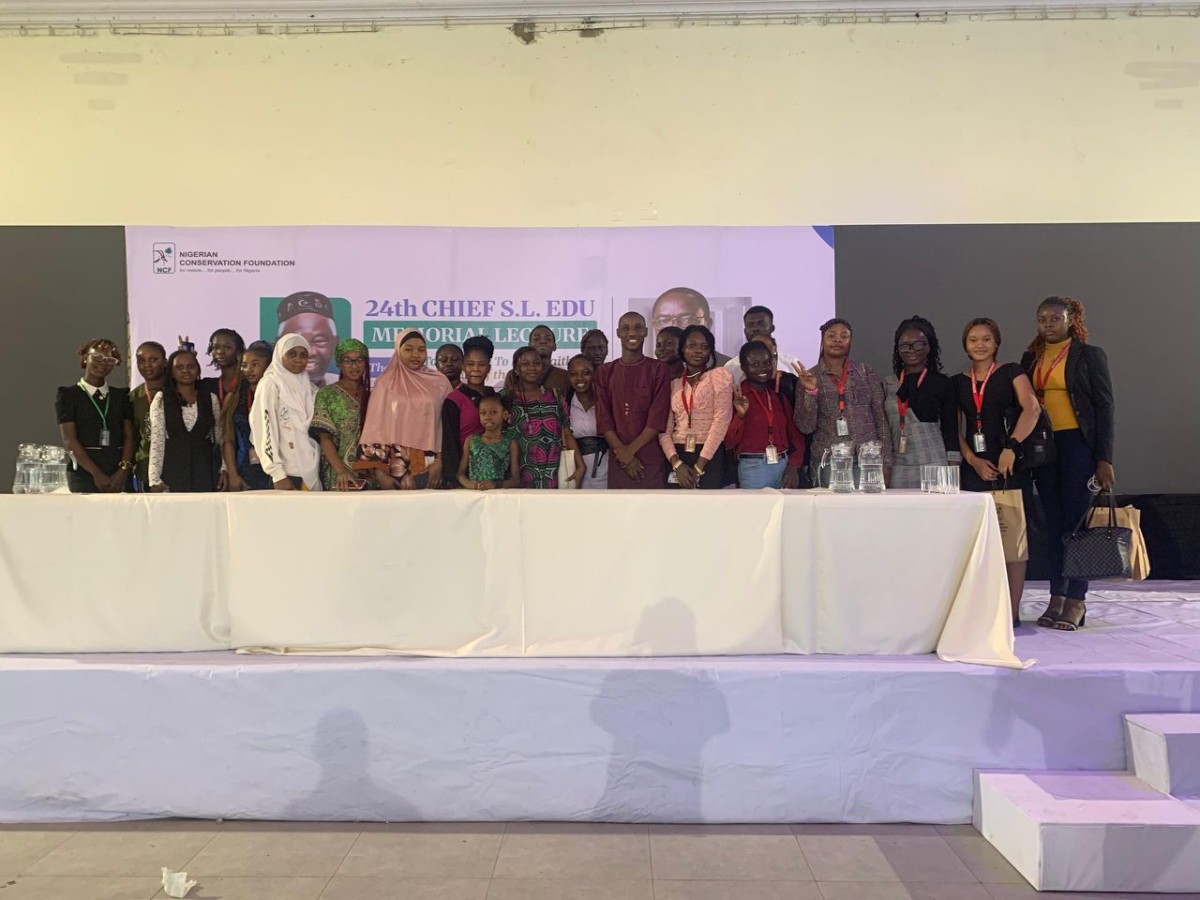   Mr Anthony Oligbo and Journalism students at the Chief S.L Edu Memorial Lecture 