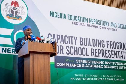 Minister of Education, Tunji Alausa at the national capacity building programme for school representatives organised by NERD in Abuja