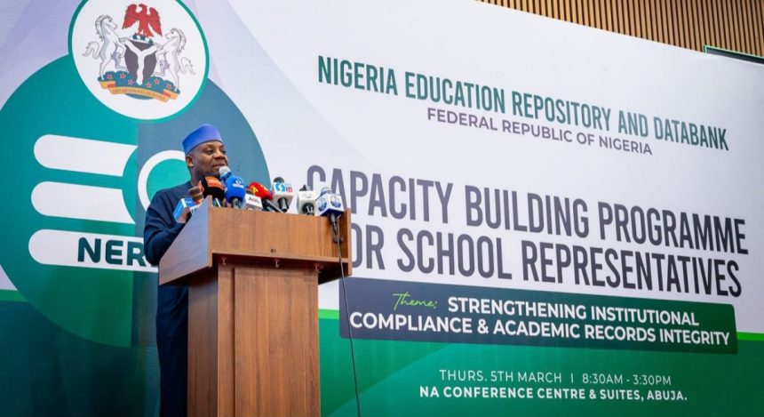 Minister of Education, Tunji Alausa at the national capacity building programme for school representatives organised by NERD in Abuja