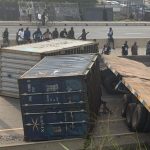 Otedola Bridge Blocked After Truck Carrying Two Containers Tips Over