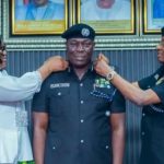 New Commissioner of Police, Lagos State Command, Tijani Olaiwola Fatai (middle) during his formal decoration as CP last year by the former IGP Kayode Egbetokun