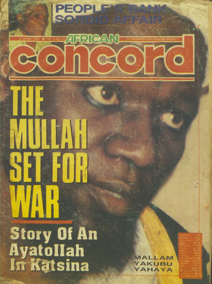 Cover of the April 2, 1991, issue of the African Concord, where the "Ayatollah of Katsina" was spotlighted