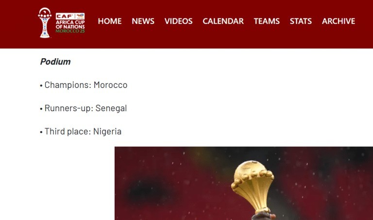 CAF Officially Names Morocco As Winners Of 2025 AFCON