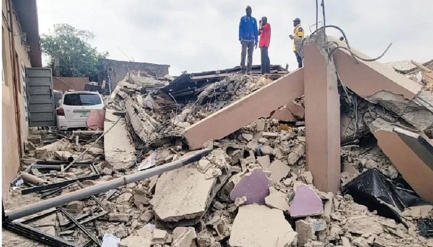 The collapsed school building in Ogba (Photo: PUNCH/ Dayo Oyewo)