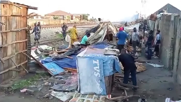 Fire Breaks Out as Task Force Clears Fagba Railway Corridor