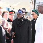 President Bola Tinubu and First Lady Remi Tinubu land in the UK for a state visit (Photo: Channels TV)