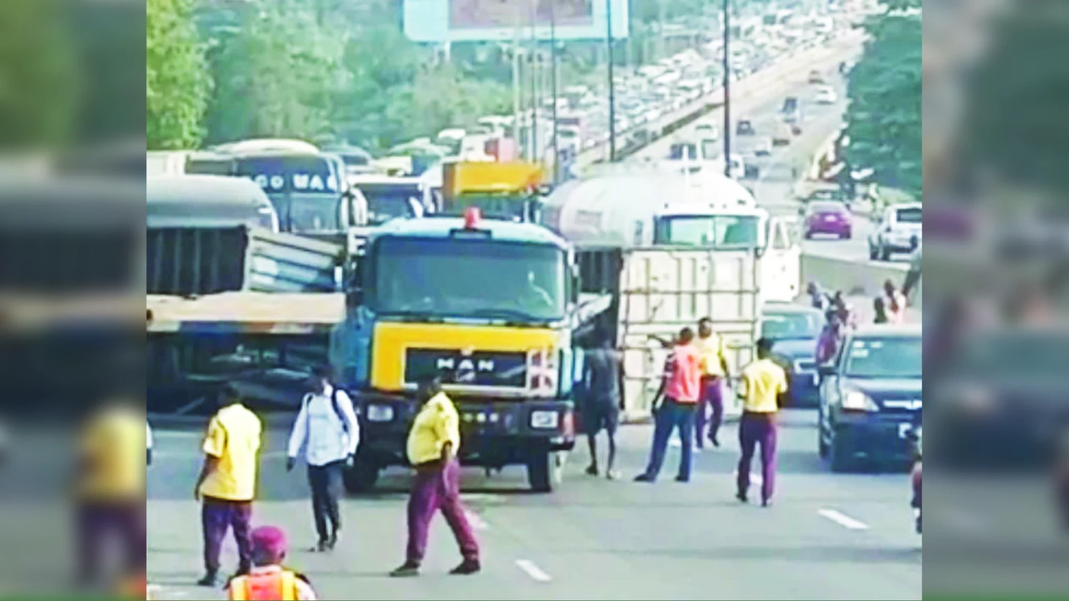 Commuters Stranded as Truck Overturns Near Kara Bridge