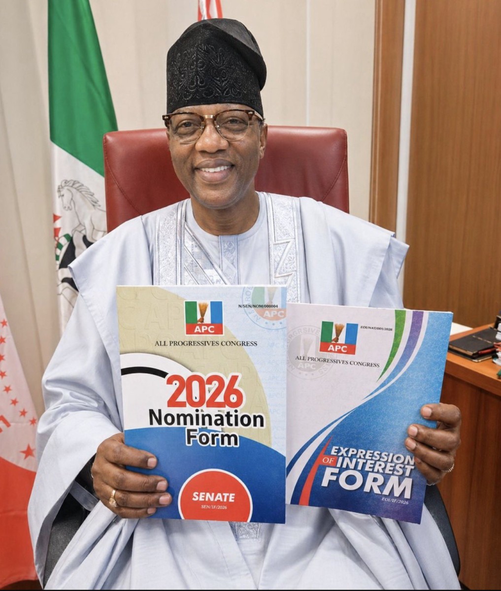 Senator Gbenga Daniel with his nomination and expression of interest forms