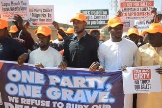 ADC Protesters Give INEC