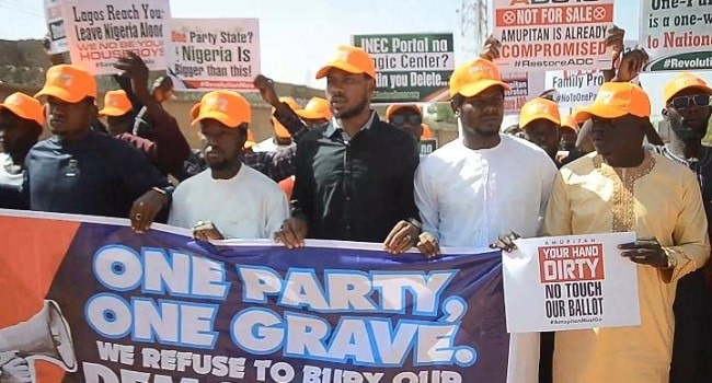 ADC Protesters Give INEC