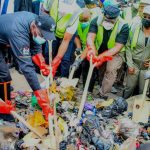 Lagos State Governor, Babajide Sanwo-Olu; Deputy Governor, Obafemi Hamzat, and other state officials flagging off the Lagos Monthly Sanitation Exercise
