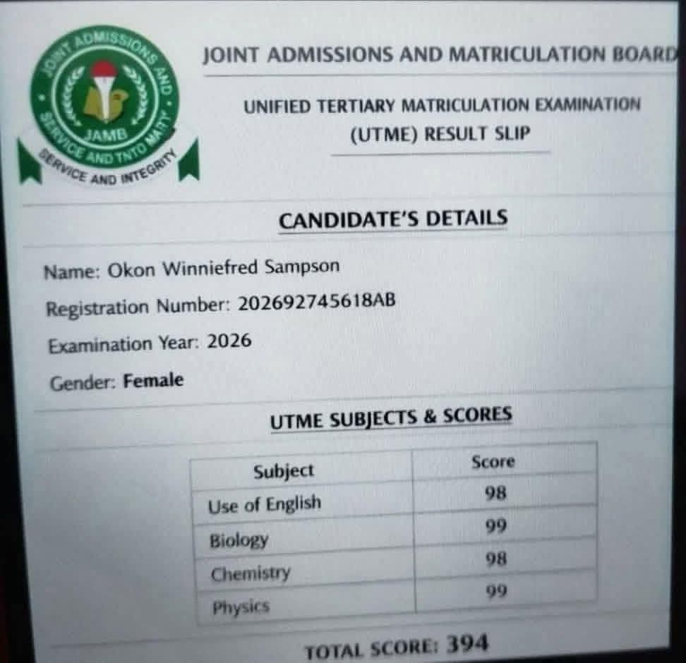 JAMB Debunks Fake 394 UTME Score