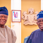 President Bola Tinubu (R) and Former Minister of Finance and Coordinating Minister, Wale Edun (L)