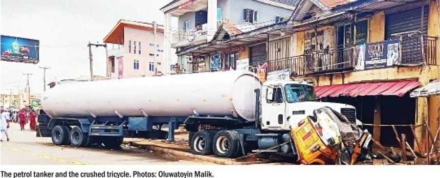 Tanker Crushes Tricycle Rider to Death in Ibadan