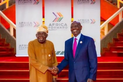 President Tinubu Arrives In Kenya For African Forward Summit, Warmly Greets Ruto