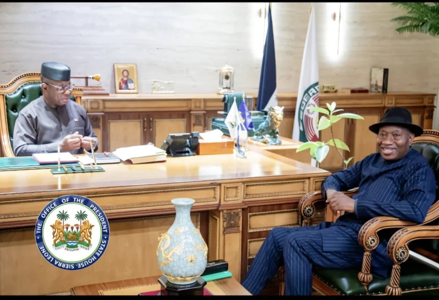 Jonathan Meets Sierra Leone President on Peace Mission