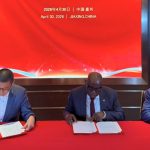 Group CEO, NNPC Ltd, Engr. Bashir Bayo Ojulari; Chairman, Sanjiang Chemical Company, Guan Jianzhong and Chairman of Xinganchen (Fuzhou) Industrial Park Operation and Management Co. Ltd, Bill Bi, signing the MoU to revive the Port Harcourt and Warri refineries in Jiaxing City, China, on Thursday, April 30, 2026.