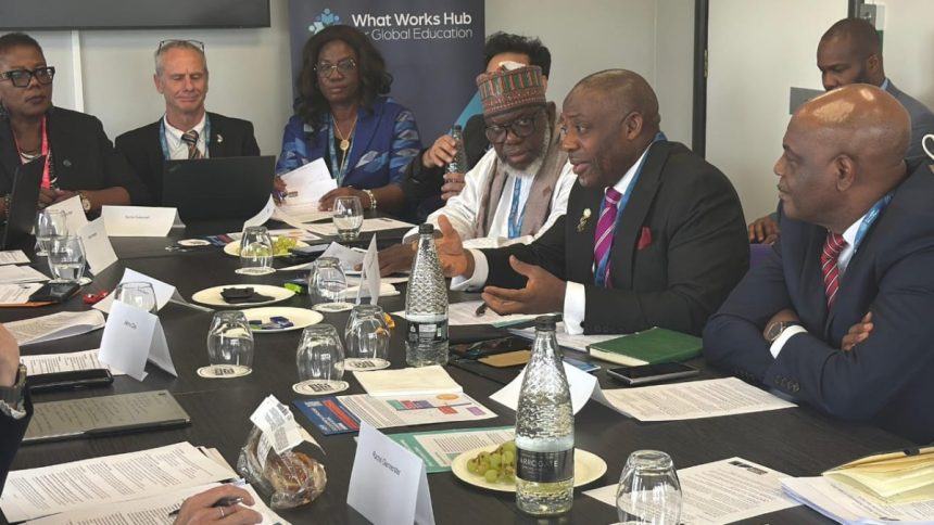 Minister of Education, Tunji Alausa, speaking to stakeholders at the Education World Forum in London