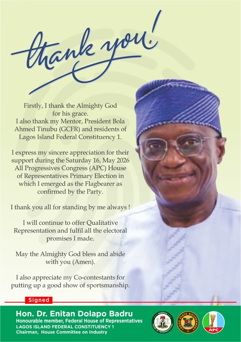 Badru Appreciates Tinubu, Lagos Island Constituents After APC House of Reps Primary Victory