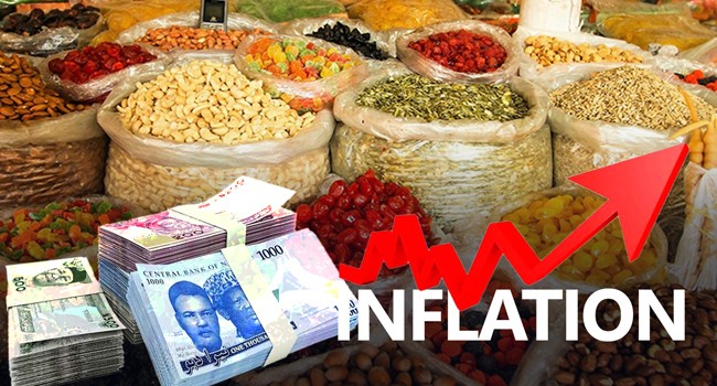 Food items and naira notes used to illustrate inflation