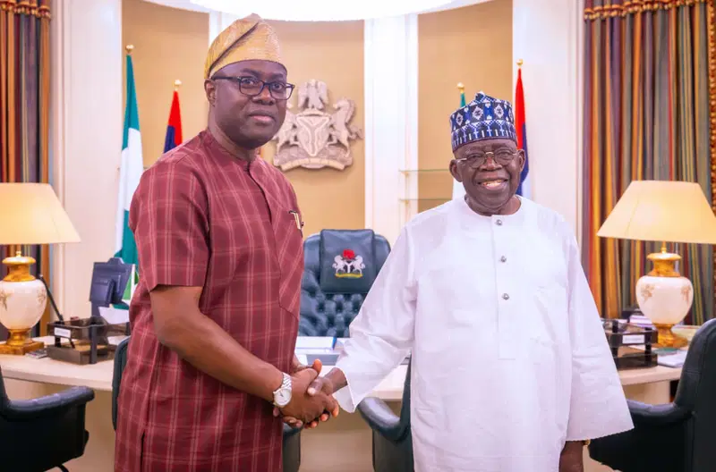 Oyo State Governor, Seyi Makinde and President Bola Tinubu at the State House, Abuja