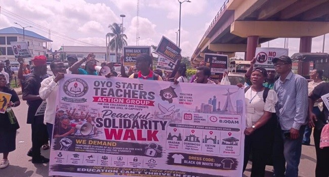 Teachers Protest, Demand Release of Abducted Oyo Pupils
