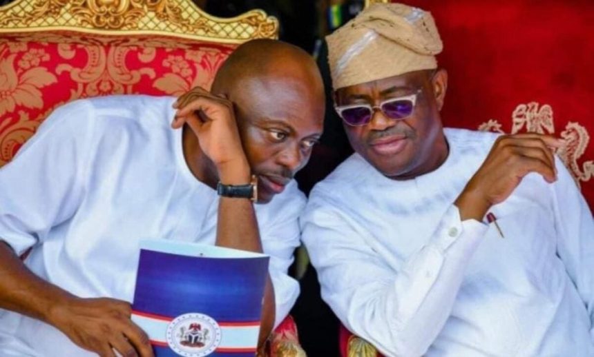 L-R: Rivers State Governor Siminalayi Fubara and FCT Minister, Nyesom Wike