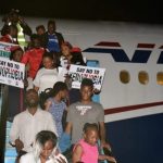 Nigerian returnees disembark the Air Peace plane from South Africa. Photo: The Cable