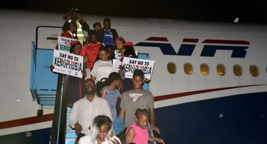 Nigerian returnees disembark the Air Peace plane from South Africa. Photo: The Cable