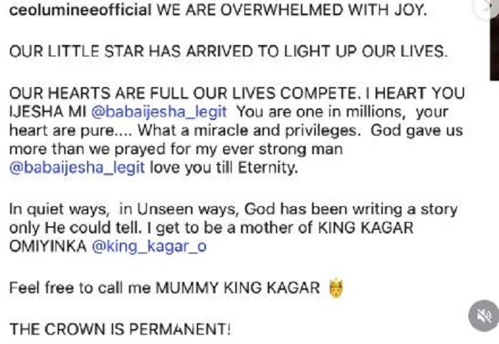 Nollywood Actor Baba Ijesha And Fashion Designer Ceoluminee Welcome Baby Boy