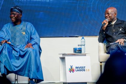 Lagos State Governor, Babajide Sanwo-Olu and Abia State Governor, Alex Otti, at the Invest Lagos 3.0 summit