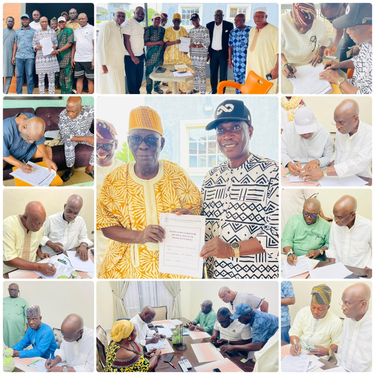 Rep. Wale Raji with Epe APC stakeholders after completing his INEC nomination forms