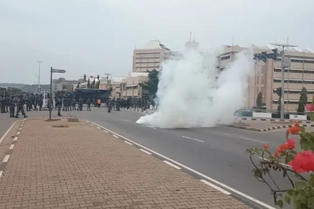 Police Fire Teargas At Sowore, Protesters Near Eagle Square Omoyele Sowore was reportedly affected during the incident.