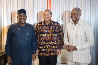 L-R: Minister of Education, Tunji Alausa; GPE Board Chairman and former Tanzanian President, Jakaya Mrisho Kikwete, and another official